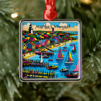 Martha's Vineyard | Colourful Abstract Art Metal Tree Decoration