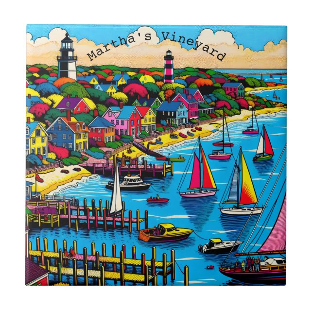 Martha's Vineyard | Colourful Abstract Art Tile (Front)