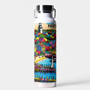 Martha's Vineyard Colourful Abstract Art Water Bottle