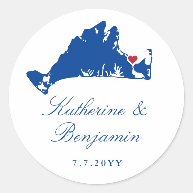Martha's Vineyard Edgartown Navy Classic Round Sticker (Front)