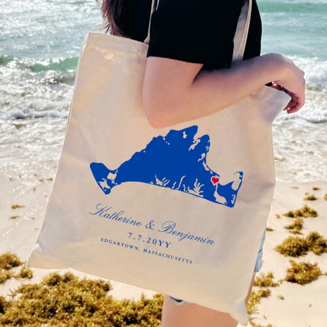 Martha's Vineyard Edgartown Navy Wedding Welcome Tote Bag (Creator Uploaded)