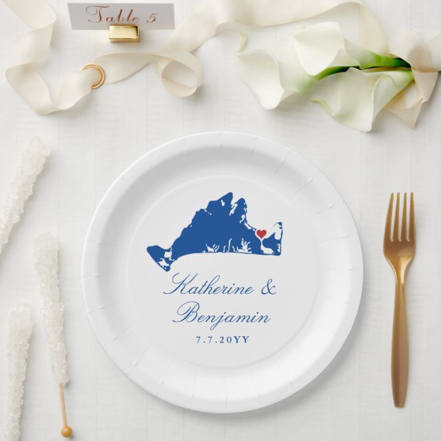 Martha's Vineyard Edgartown Wedding Paper Plates (Wedding)