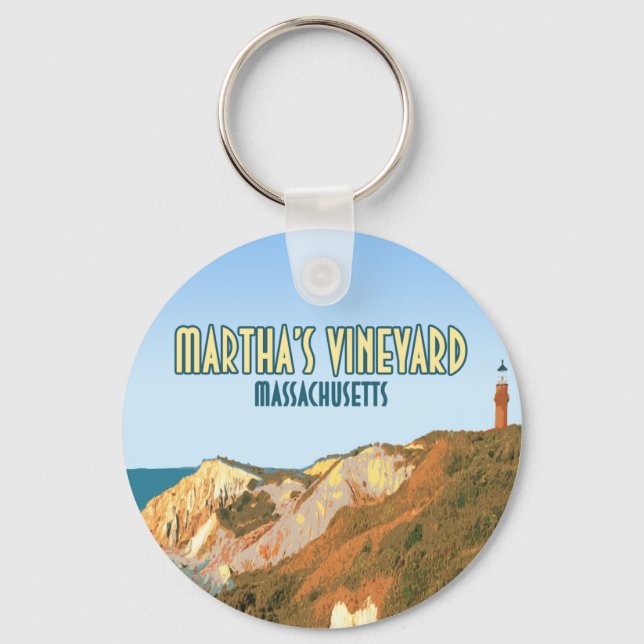 Marthas Vineyard Gay Head Lighthouse Massachusetts Key Ring (Front)