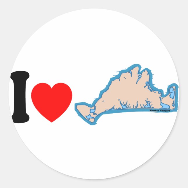 Martha's Vineyard "I Love" Design. Classic Round Sticker (Front)