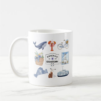 Marthas Vineyard Island Watercolor Icons Coffee Mug