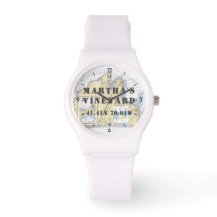 Martha's Vineyard Latitude Longitude Nautical Watch