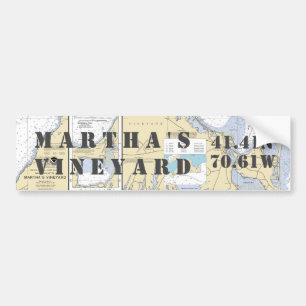 Martha's Vineyard Latitude Longitude Navigation Bumper Sticker