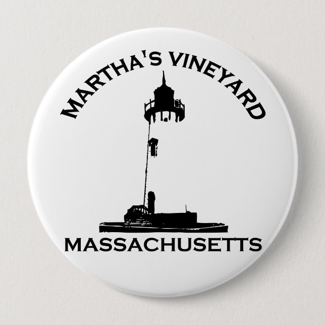 Martha's Vineyard "Lighthouse" Design. 10 Cm Round Badge (Front)