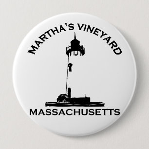 Martha's Vineyard "Lighthouse" Design. 10 Cm Round Badge