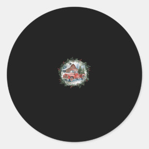 Martha's Vineyard Ma Christmas Trees Red Truck Bla Classic Round Sticker