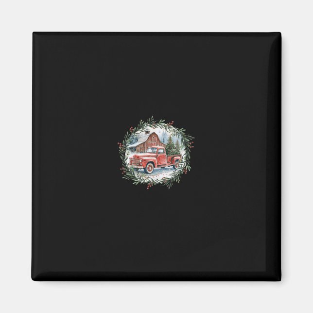 Martha's Vineyard Ma Christmas Trees Red Truck Bla Magnet (Front)