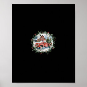 Martha's Vineyard Ma Christmas Trees Red Truck Bla Poster