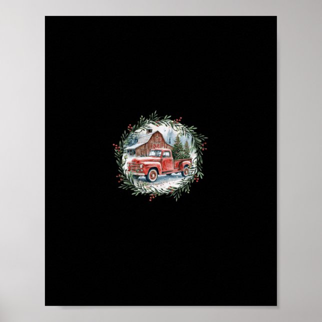 Martha's Vineyard Ma Christmas Trees Red Truck Bla Poster (Front)