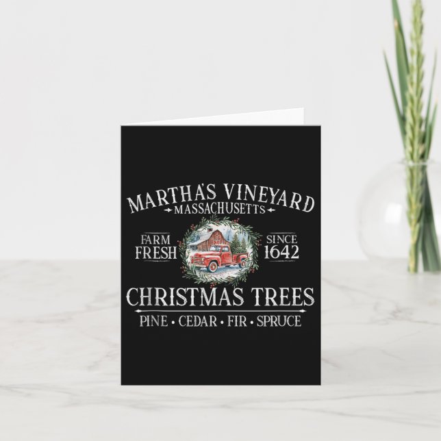 Martha's Vineyard Ma Christmas Trees Red Truck Whi Card (Front)
