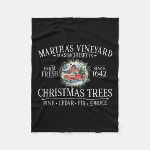 Martha's Vineyard Ma Christmas Trees Red Truck Whi Fleece Blanket
