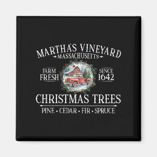 Martha's Vineyard Ma Christmas Trees Red Truck Whi Magnet