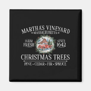 Martha's Vineyard Ma Christmas Trees Red Truck Whi Magnet