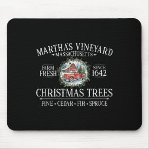 Martha's Vineyard Ma Christmas Trees Red Truck Whi Mouse Mat