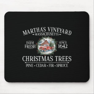 Martha's Vineyard Ma Christmas Trees Red Truck Whi Mouse Mat