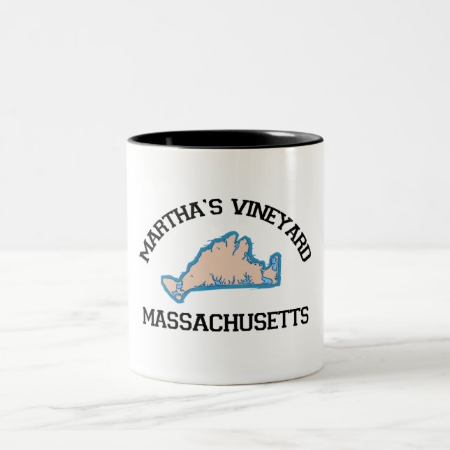 Martha's Vineyard "Map" Design. Two-Tone Coffee Mug (Center)