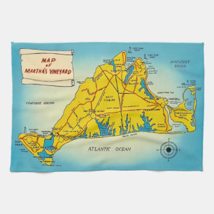 Martha's Vineyard Map  Tea Towel