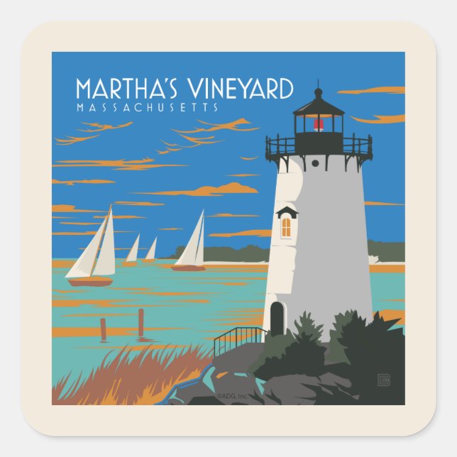 Martha's Vineyard, Massachusetts | Lighthouse Square Sticker (Front)