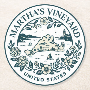 Martha's Vineyard Massachusetts Round Paper Coaster