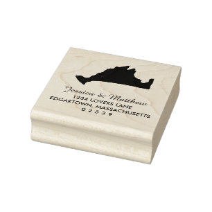 Marthas Vineyard Massachusetts Solid Map Wedding Rubber Stamp