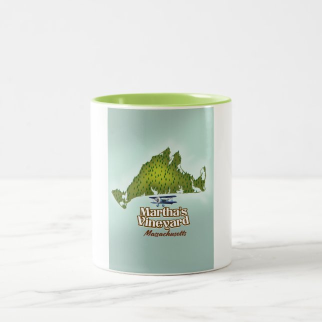 Martha's vineyard Massachusetts travel poster Two-Tone Coffee Mug (Center)