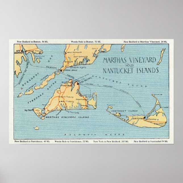Martha's Vineyard & Nantucket Islands Poster (Front)