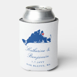 Martha's Vineyard Oak Bluffs Navy Wedding Can Cooler