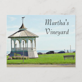 Martha's Vineyard Ocean Bench and Gazebo Postcard
