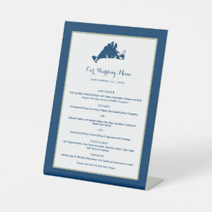 Martha's Vineyard Pink and Blue Wedding Dinner  Pe Pedestal Sign