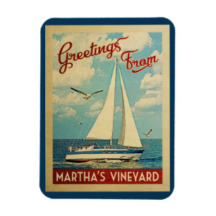Martha's Vineyard Sailboat Vintage Travel Magnet