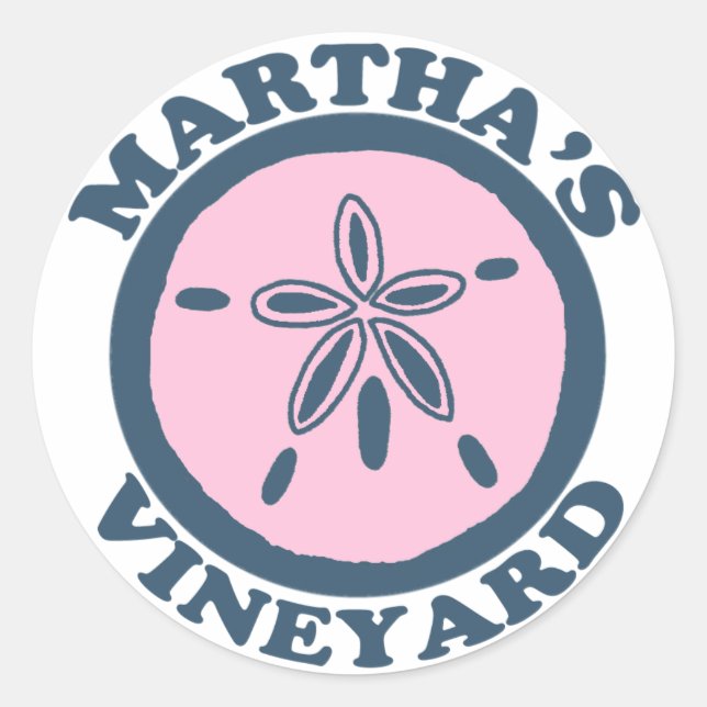Martha's Vineyard "Sand Dollar" Design. Classic Round Sticker (Front)
