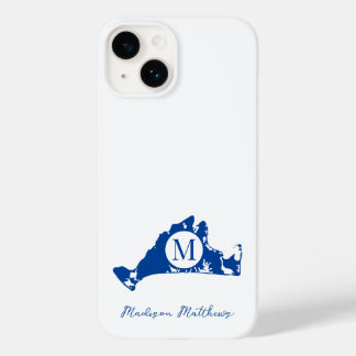 Martha's Vineyard Simple Map Monogram Blue Name Case-Mate iPhone 14 Case