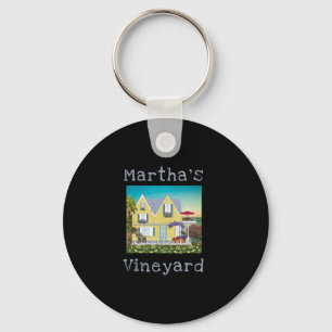 Marthas Vineyard Summer Vacation Beach Cottage Row Key Ring