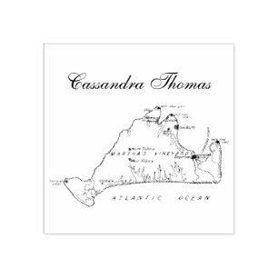 Martha's Vineyard Vintage Map #1 Name Rubber Stamp