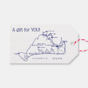 Martha's Vineyard Vintage Map #1 Navy Blue Gift Tags