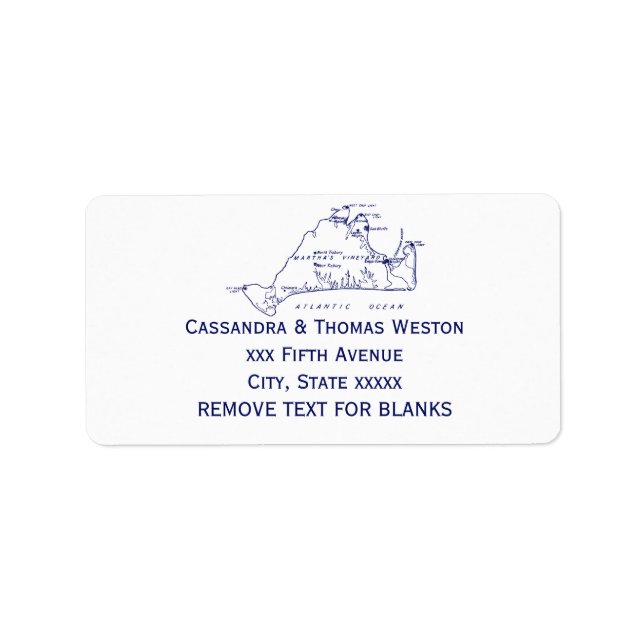 Martha's Vineyard Vintage Map #1 Navy Blue Label (Front)