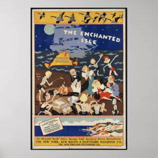 Marthas Vineyard Vintage Travel Poster Ad Retro