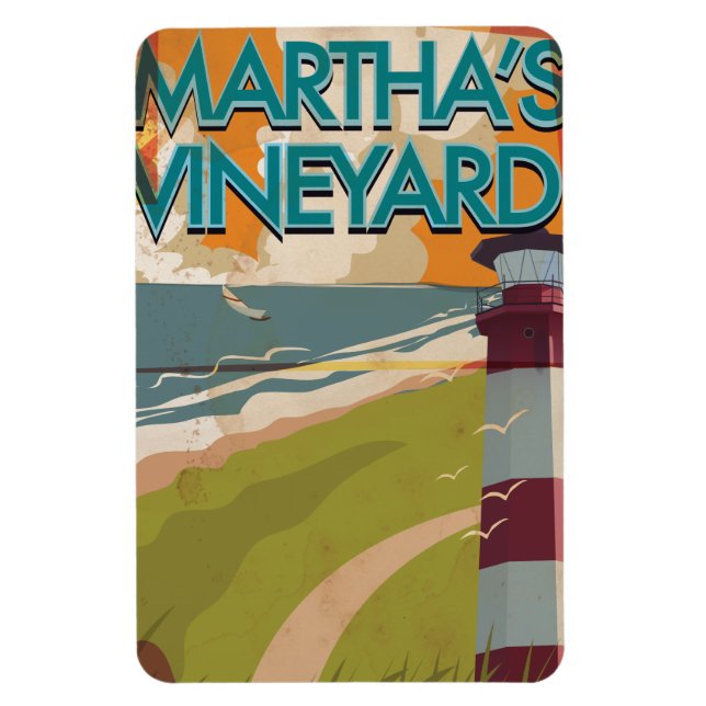 Marthas Vineyard Vintage Travel Poster Magnet (Vertical)