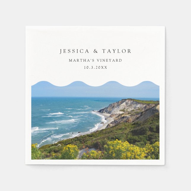 Martha's Vineyard Wedding Custom Cocktail Napkins (Front)