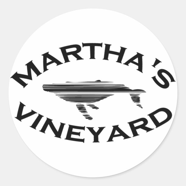 Martha's Vineyard "Whale" Design. Classic Round Sticker (Front)