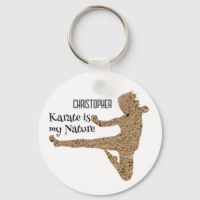 Martial Art Karate Silhouette Personalised Key Ring (Front)