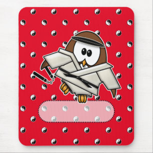 martial art master owl mouse mat