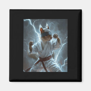 Martial Art Squirrel Wearing Karate Gi Lightning A Magnet