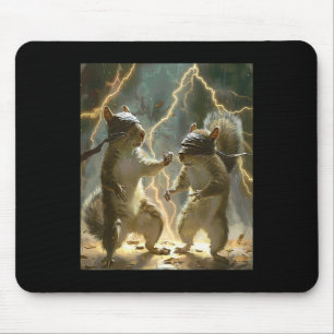 Martial Art Squirrel Wearing Karate Gi Lightning A Mouse Mat