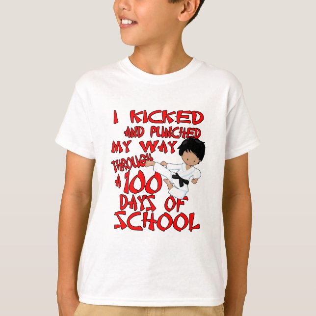 Martial arts 100 days of school T-Shirt (Front)