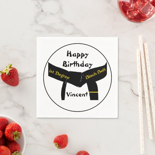 Martial Arts 1st Degree Black Belt Birthday Napkin (Insitu)